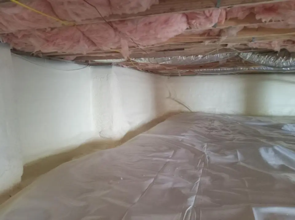 Crawl space encapsulation with closed-cell spray foam for Roof Waterproofing in Huron